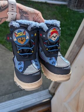 Paw Patrol Blue and Navy Kids Winter Boots with Character Badges